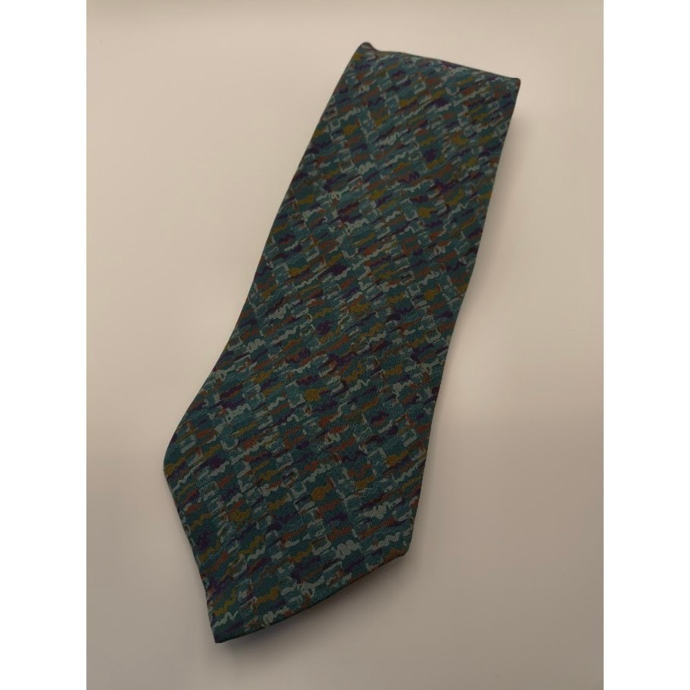 J.T. Beckett Silk‎ Tie Abstract Geometric Teal Green Mens Necktie